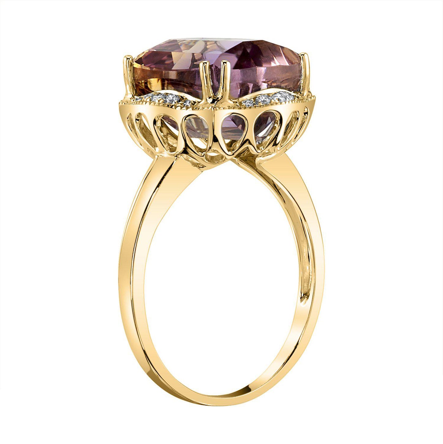 14K 5.59 Cts Ametrine 0.12 Cttw VS Diamond Ring - TVON.com