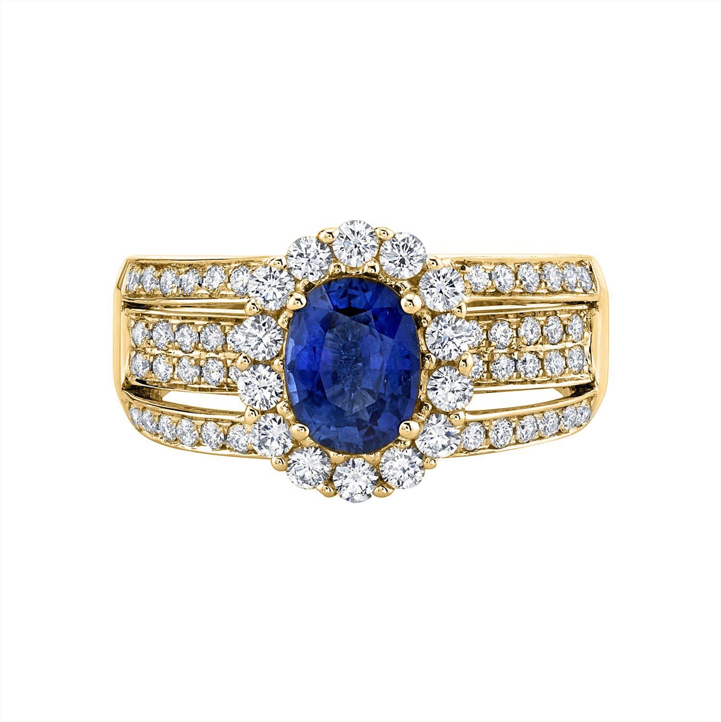 14K 1.62 Cts Blue Sapphire 0.94 Cttw VS Diamond Ring - TVON.com