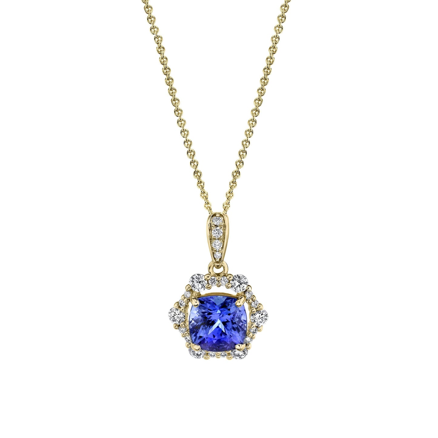 TVON 14K 1.61ct Cushion Tanzanite 0.38cttw VS Diamond Pendant