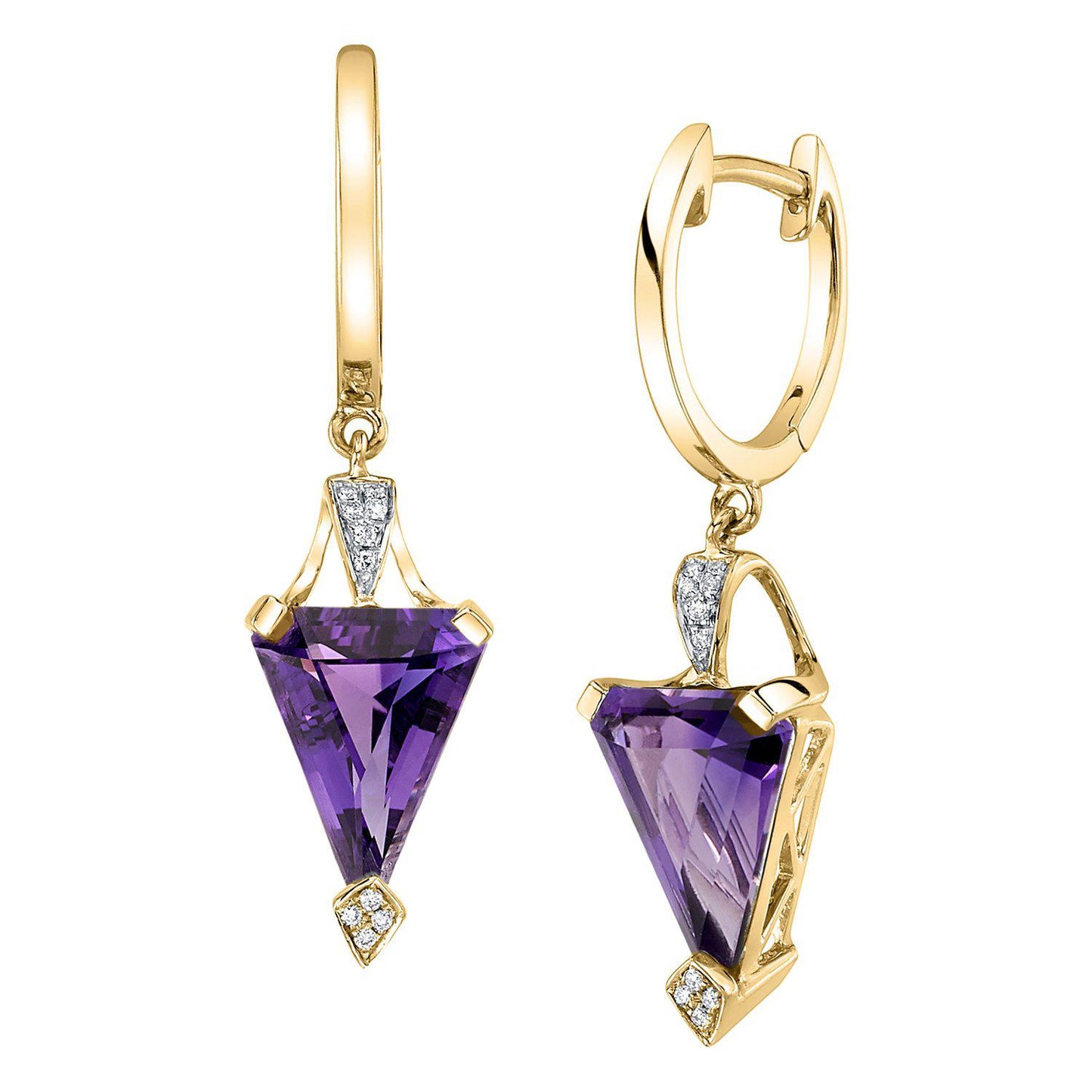 14K 4.09 Cts Citrine 0.05 Cttw VS Diamond Earrings - TVON.com