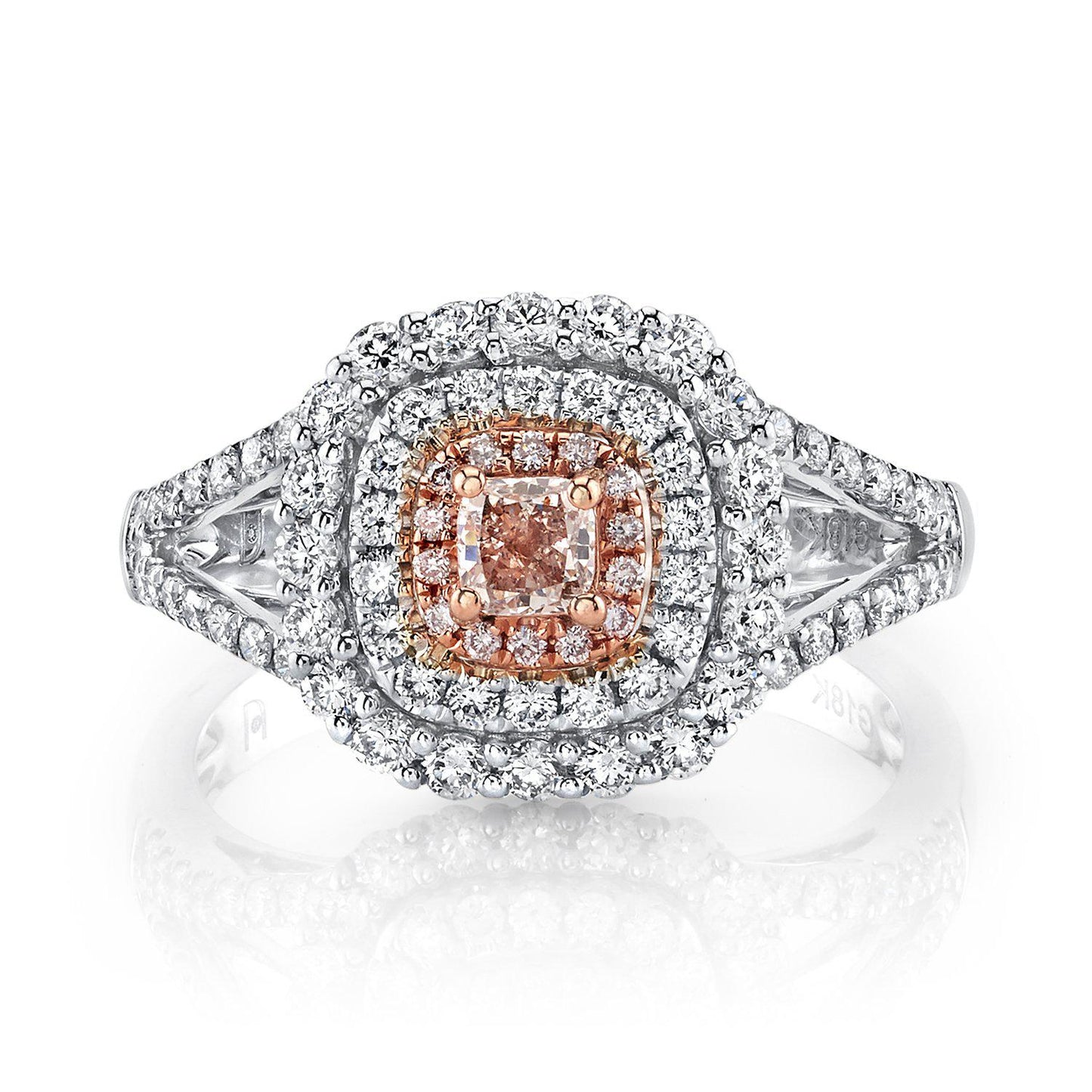 14K 0.24 Cts Pink Diamond 0.67 Cttw VS Diamond Ring - TVON.com