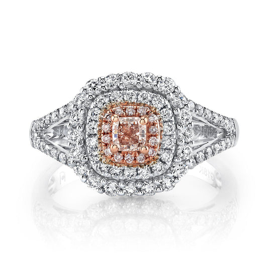 14K 0.24 Cts Pink Diamond 0.67 Cttw VS Diamond Ring - TVON.com