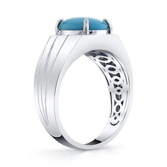 14K 1.98 Cts Turquoise 0.08 Cttw VS Diamond Ring - TVON.com