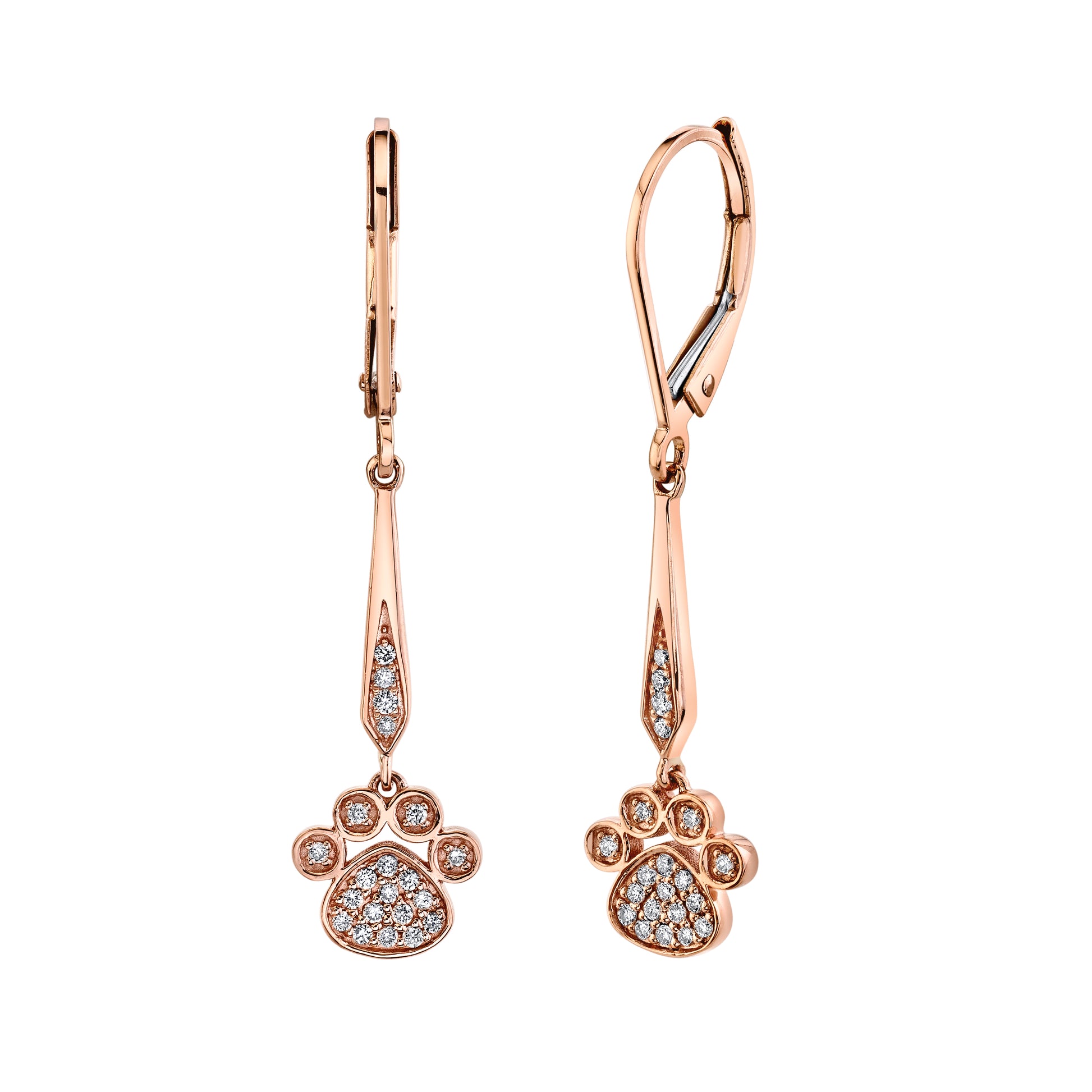 TVON 14K 0.17cttw VS Diamond Paw Drop Earrings