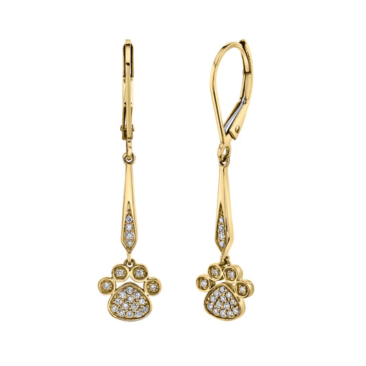 TVON 14K 0.17cttw VS Diamond Paw Drop Earrings