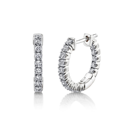 TVON 14K 0.82cttw VS Diamond Inside Out Hoop Earrings - 1/2 Inch