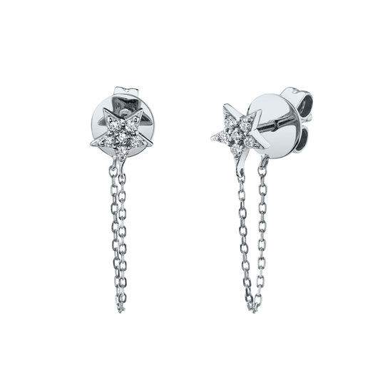 TVON 14K 0.06cttw VS Diamond Star Stud Earrings