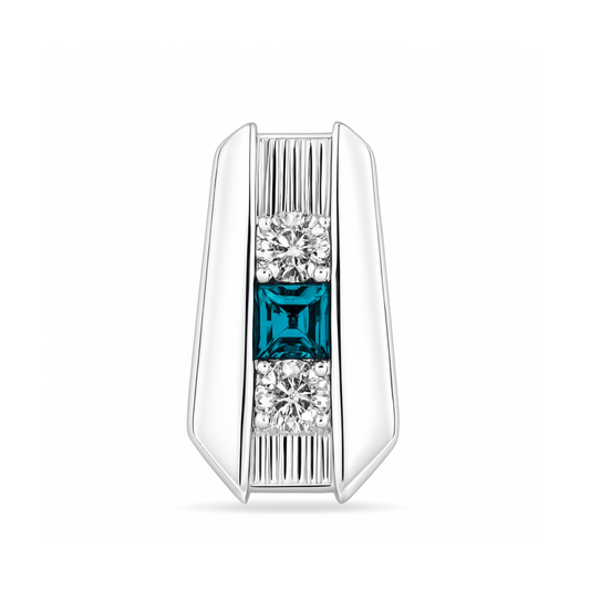 Platinum 0.10ct Princess Cut Brazilian Alexandrite 0.22cttw Princess Cut White Diamond Designer Pendant
