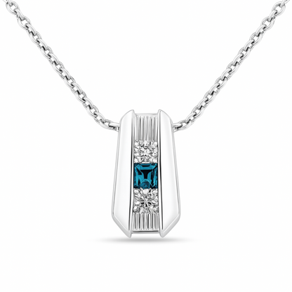 Platinum 0.10ct Princess Cut Brazilian Alexandrite 0.22cttw Princess Cut White Diamond Designer Pendant