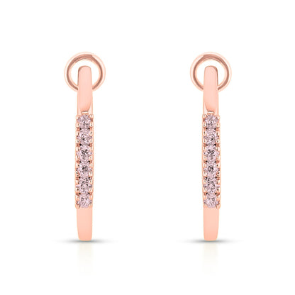 14K 0.26cttw Round Pink Diamond Hoop Earrings