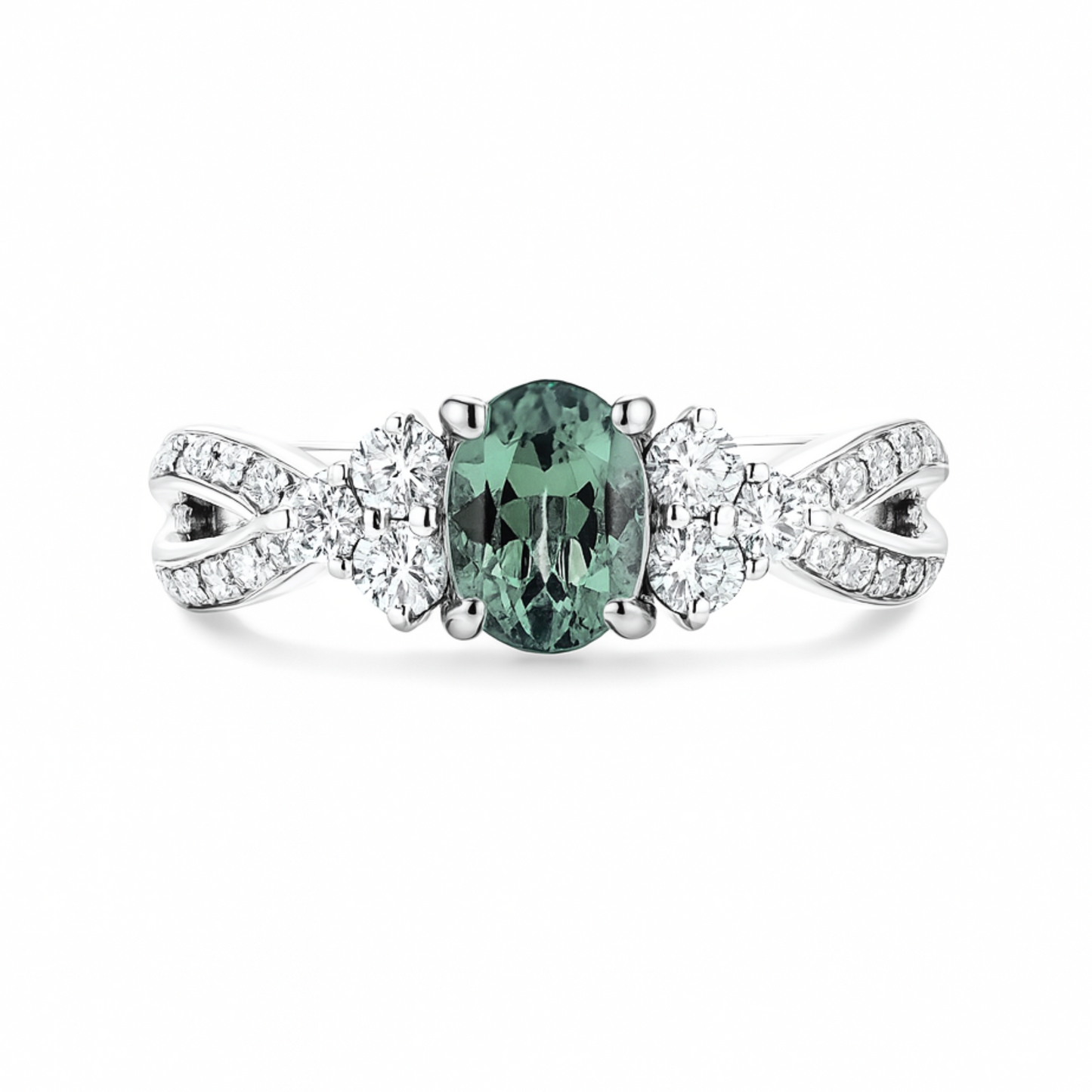 Platinum 0.32ct Oval Brazilian Alexandrite 0.20cttw White Diamonds Designer Ring