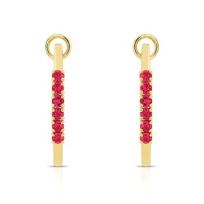 14K 0.32cttw Round Burma Ruby Hoop Earrings