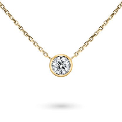 14K Round VS White Diamond Bezel Set Solitaire Necklace
