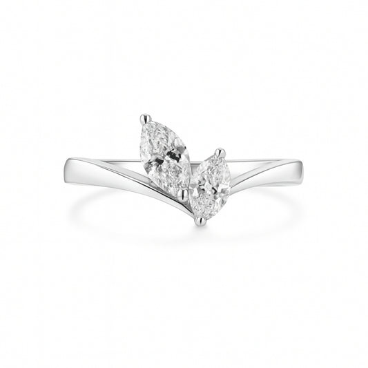 Platinum 0.53cttw Marquise White Diamond Designer Ring