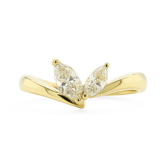 18K 0.63cttw Marquise Yellow Diamond Designer Ring