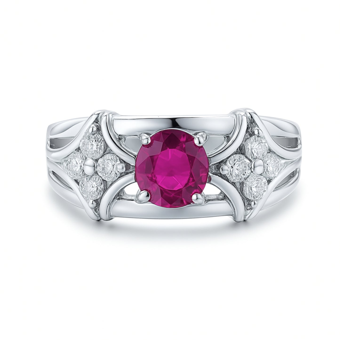 Platinum 0.77ct Oval Ruby 0.33cttw White Diamonds Designer Ring