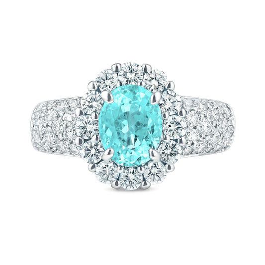 14K 1.13ct Oval Private Collection Paraiba 1.01cttw VS White Diamonds Ring