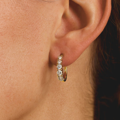 14K 1.18cttw Round VS White Diamond Hoop Earrings