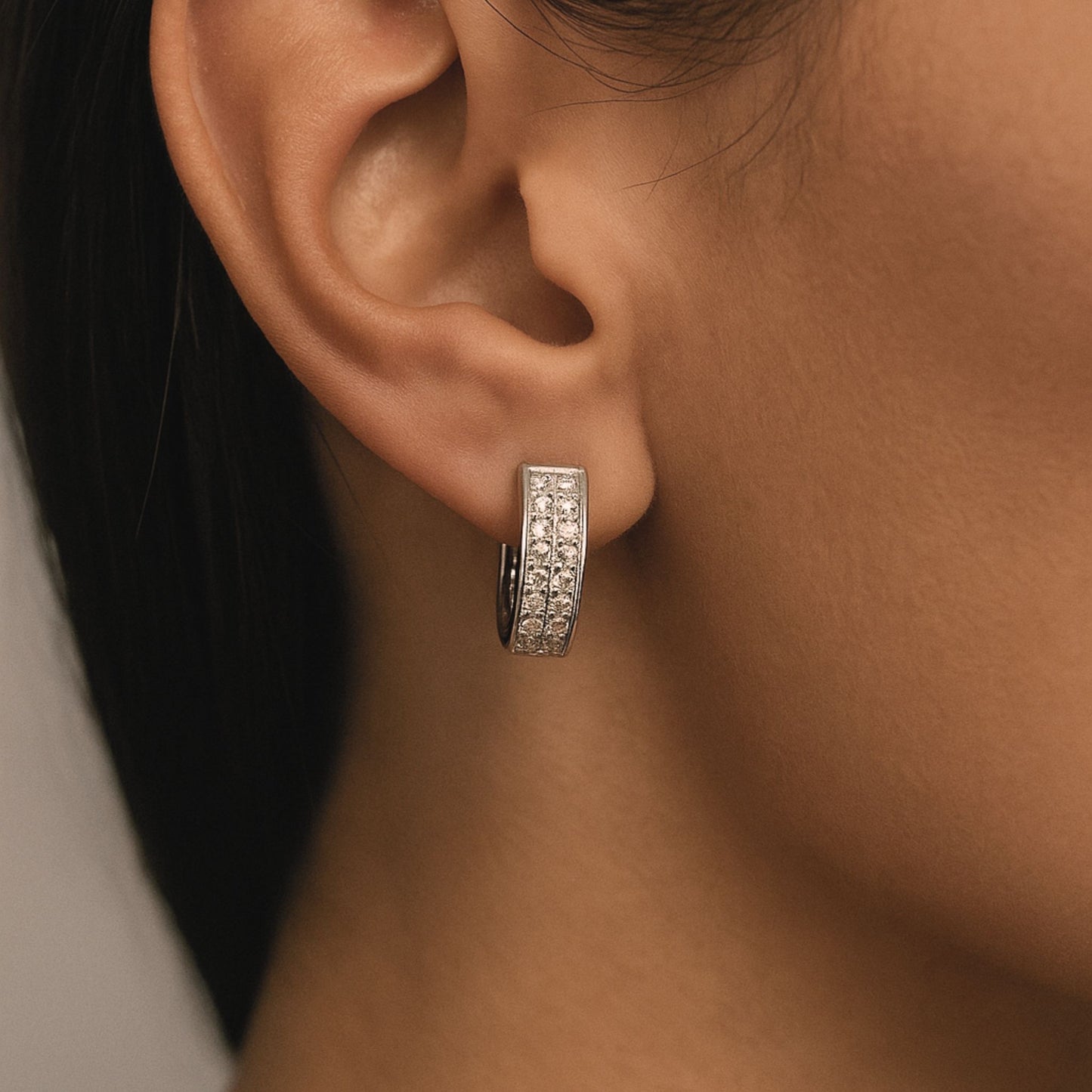 14K 0.61cttw VS White Diamond Pavé Huggie Earrings