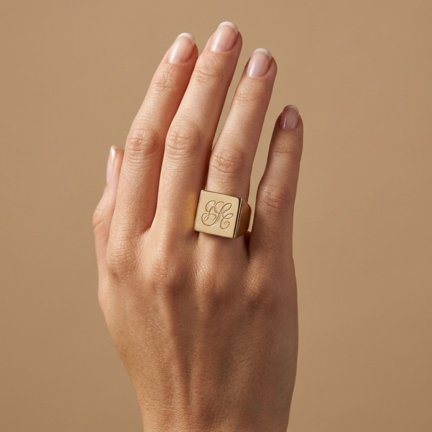 14K Customizable Three Letter Signet Ring