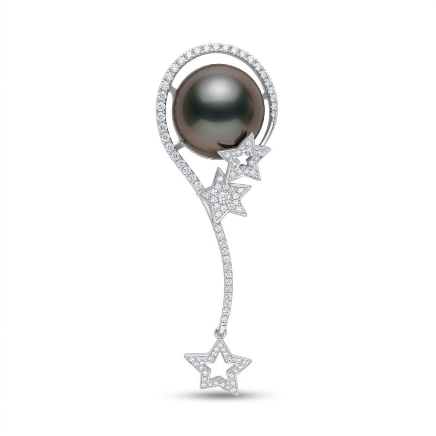 18K 13mm Black Tahitian Pearl 0.54cttw VS White Diamonds Pendant
