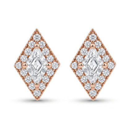 14K 0.56ct Lozenge Cut White Diamond 0.21cttw VS White Diamonds Stud Earrings