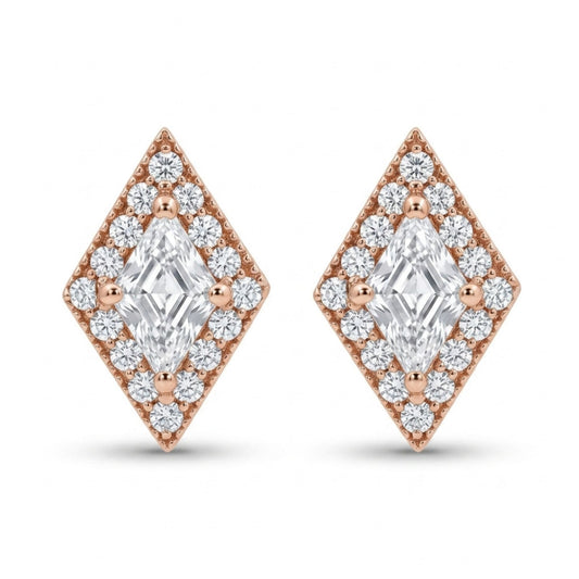 14K 0.56ct Lozenge Cut White Diamond 0.21cttw VS White Diamonds Stud Earrings