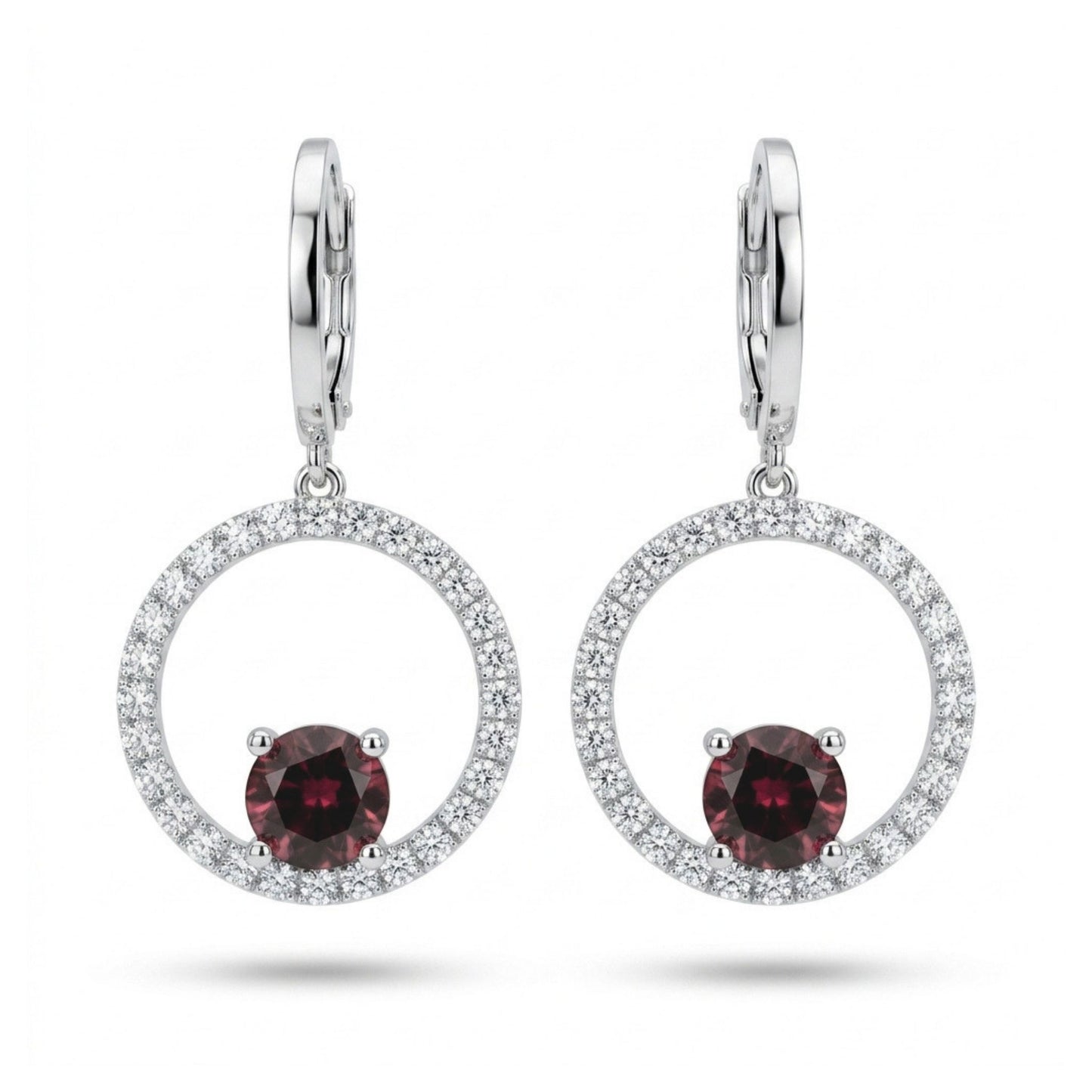 14K 2.24cttw Round Pink ZIrcon 1.06cttw VS White Diamonds Drop Earrings