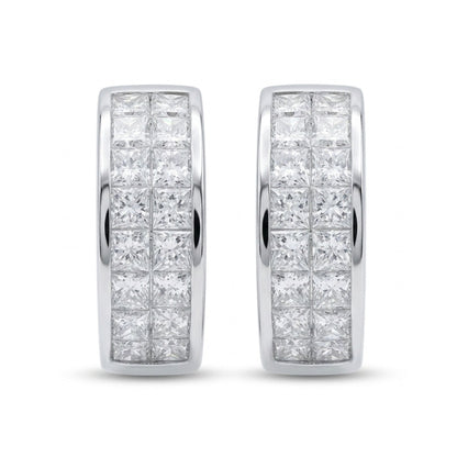 14K 1.29cttw Princess Cut VS White Diamond Huggie Earrings