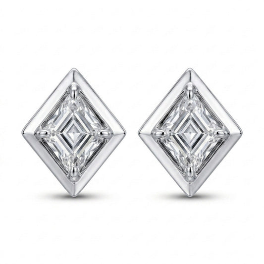 14K 1.16cttw Lozenge Cut VS White Diamond Stud Earrings