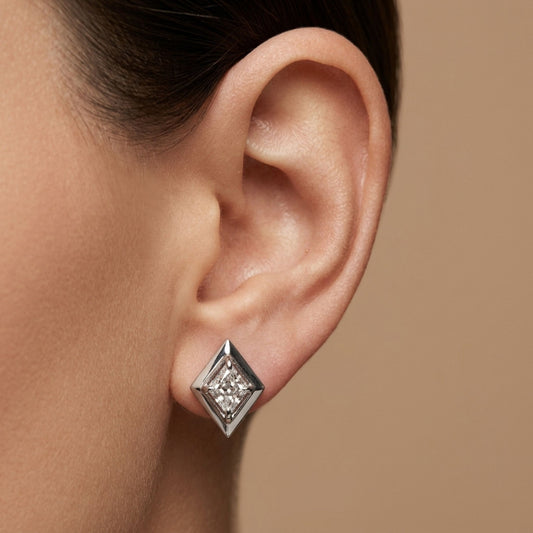 14K 1.16cttw Lozenge Cut VS White Diamond Stud Earrings