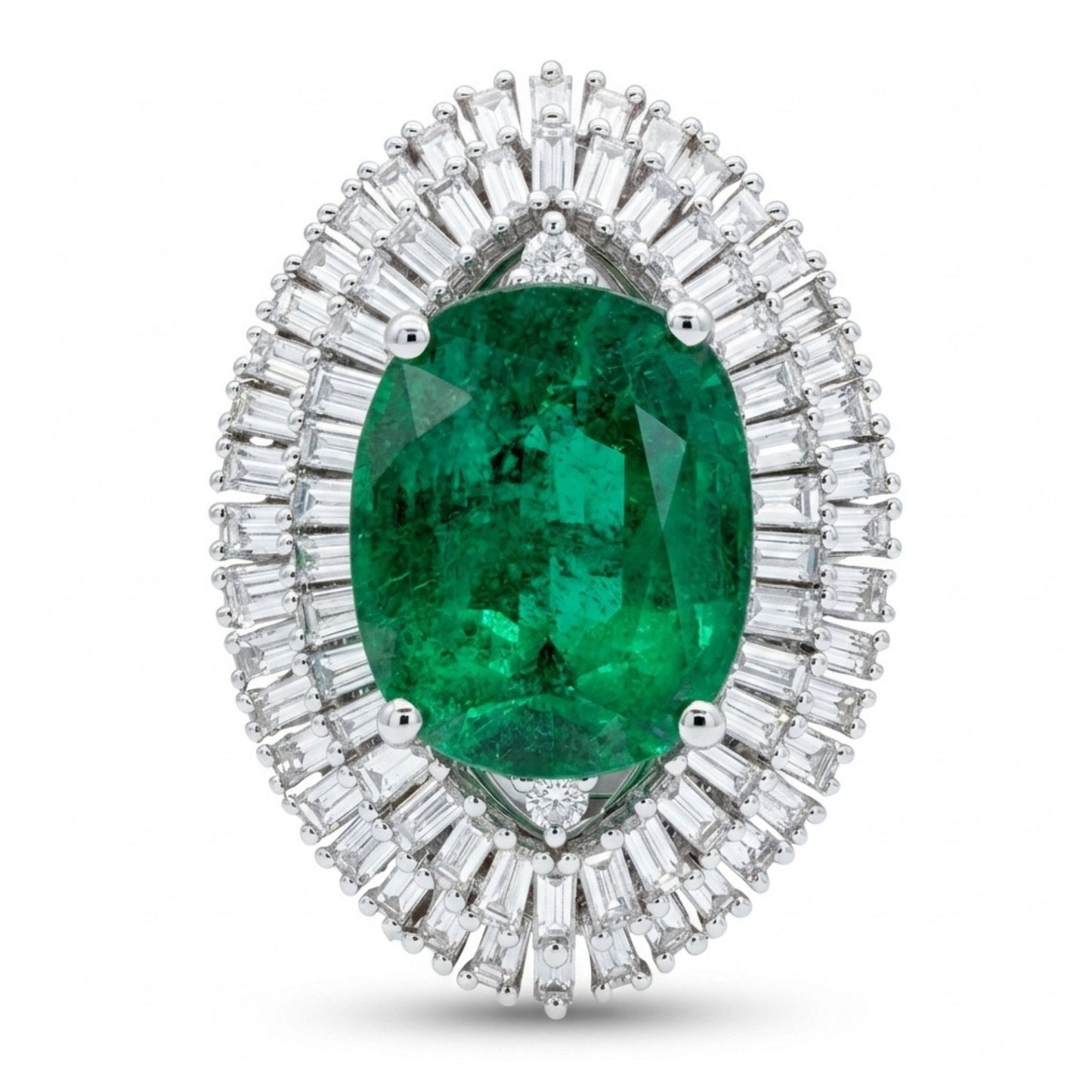 14K 6.88ct Cushion Zambian Emerald 2.49cttw White Diamond Ring