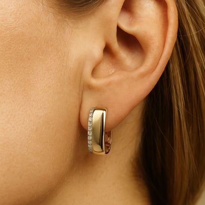 14K 0.34cttw VS White Diamond 3/4" Squared Hoop Earrings