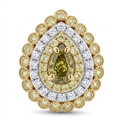 14K 1.01ct Pear Shape SI2 Chameleon Diamond 1.85cttw VS Yellow & White Diamonds Ring GIA #2374347042