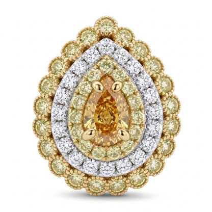 14K 1.01ct Pear Shape SI2 Chameleon Diamond 1.85cttw VS Yellow & White Diamonds Ring GIA #2374347042