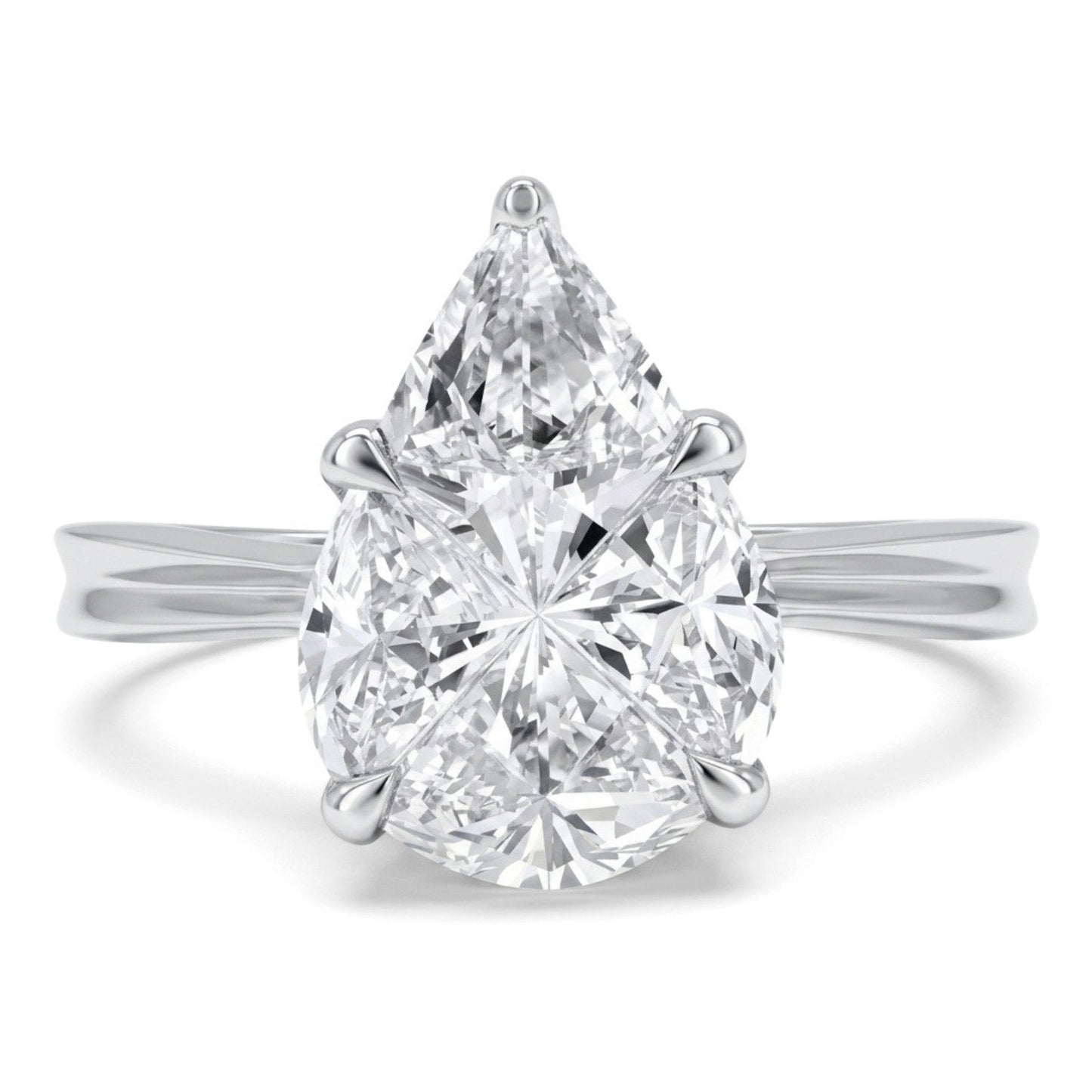 18K 1.03cttw Pie Cut VS White Diamond Ring