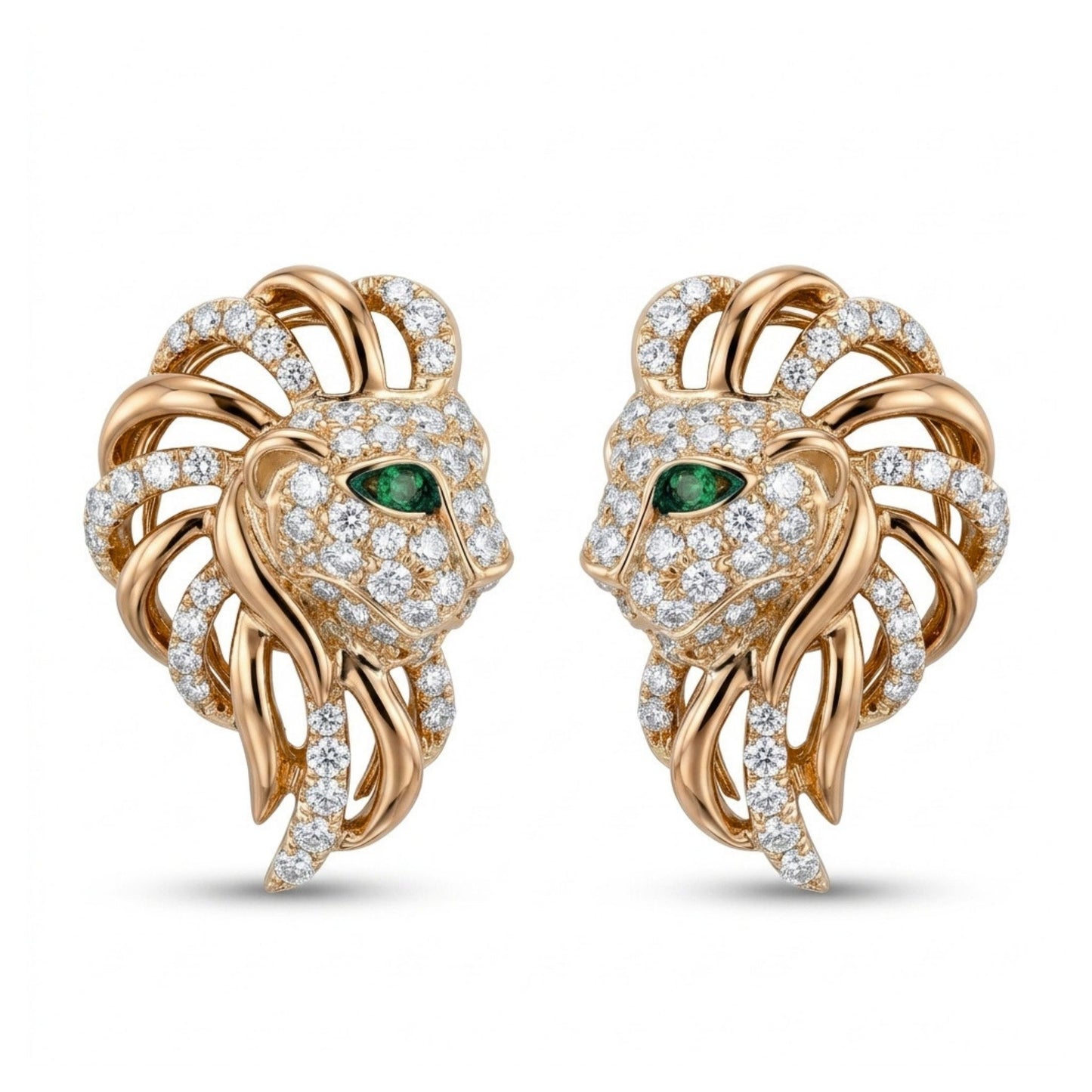 18K 0.02cttw Round Tsavorite 0.75cttw White Diamonds Stud Earrings