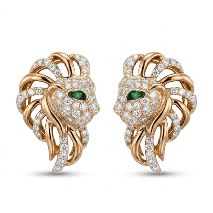 18K 0.02cttw Round Tsavorite 0.75cttw White Diamonds Stud Earrings