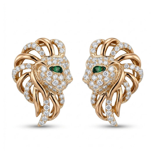 18K 0.02cttw Round Tsavorite 0.75cttw White Diamonds Stud Earrings