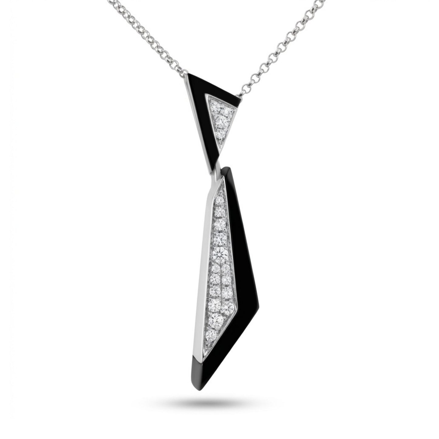 18K 1.85cttw Black Agate 0.13cttw White Diamonds Necklace