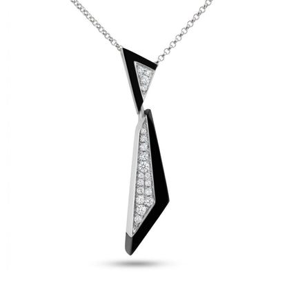 18K 1.85cttw Black Agate 0.13cttw White Diamonds Necklace