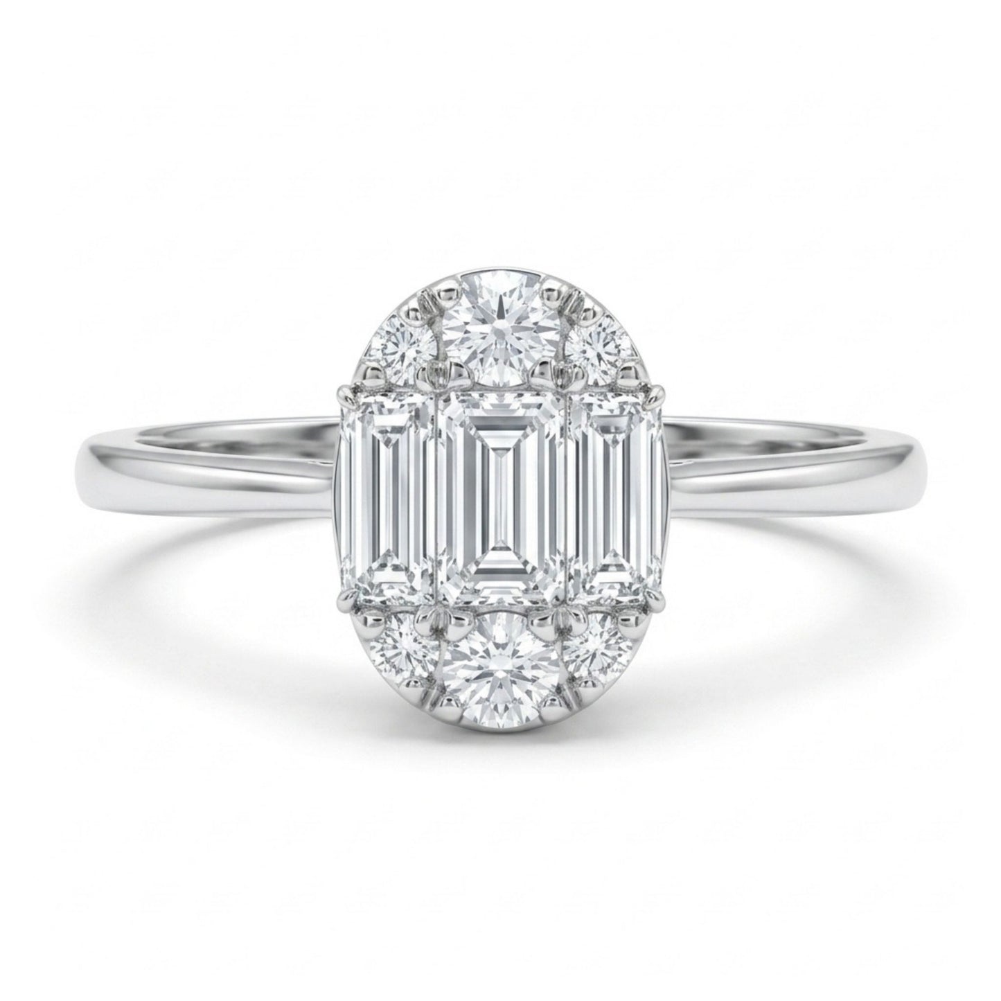 18K 0.23cttw Baguette & Round White Diamonds Ring