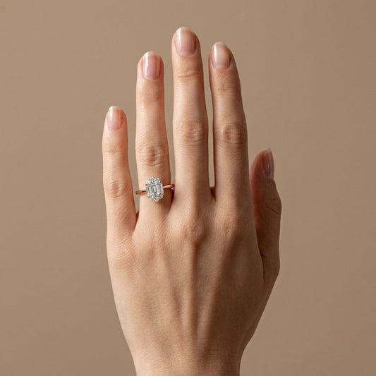 18K 0.23cttw Baguette & Round White Diamonds Ring