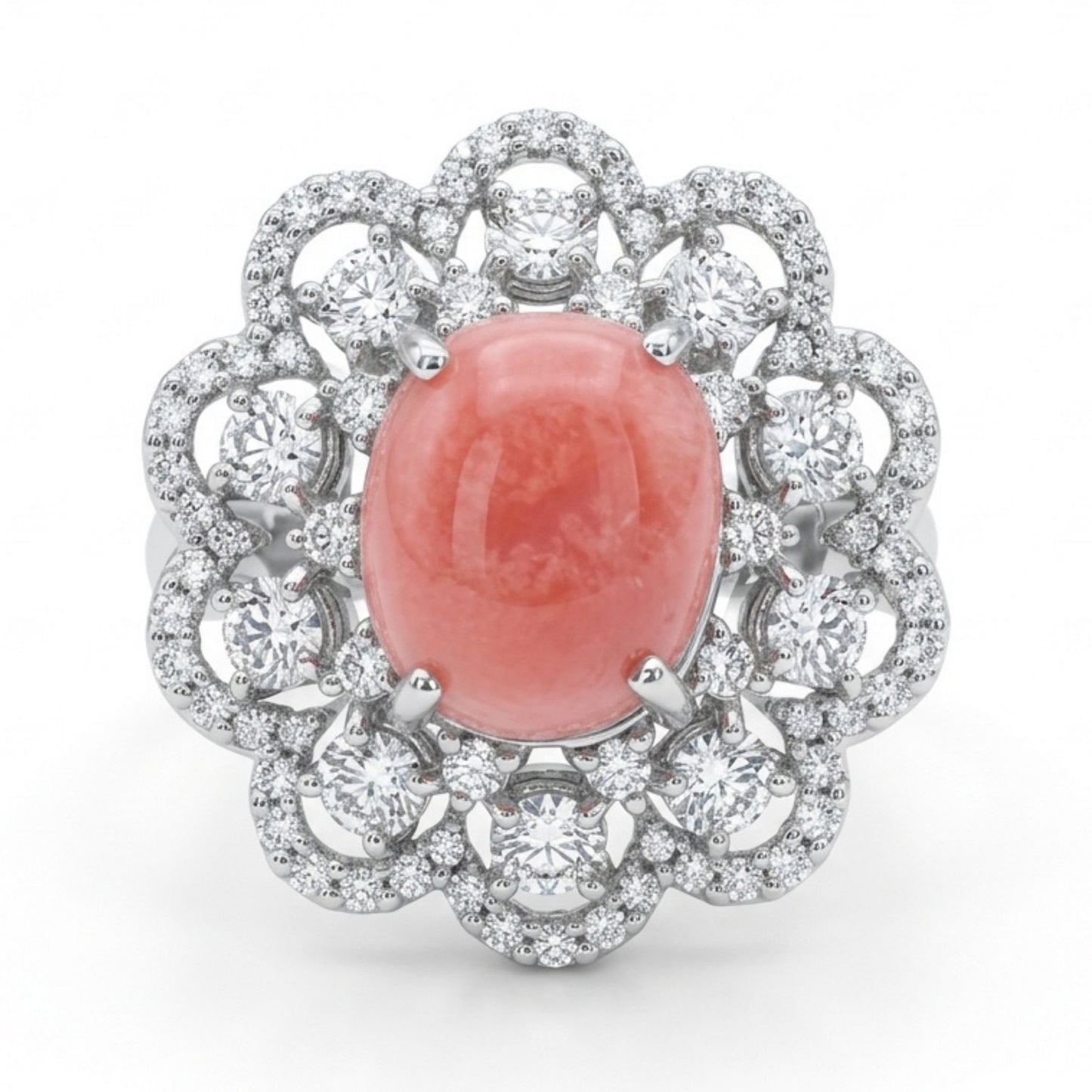 Platinum 4.05ct Oval Conch Pearl 1.10cttw White Diamonds Ring