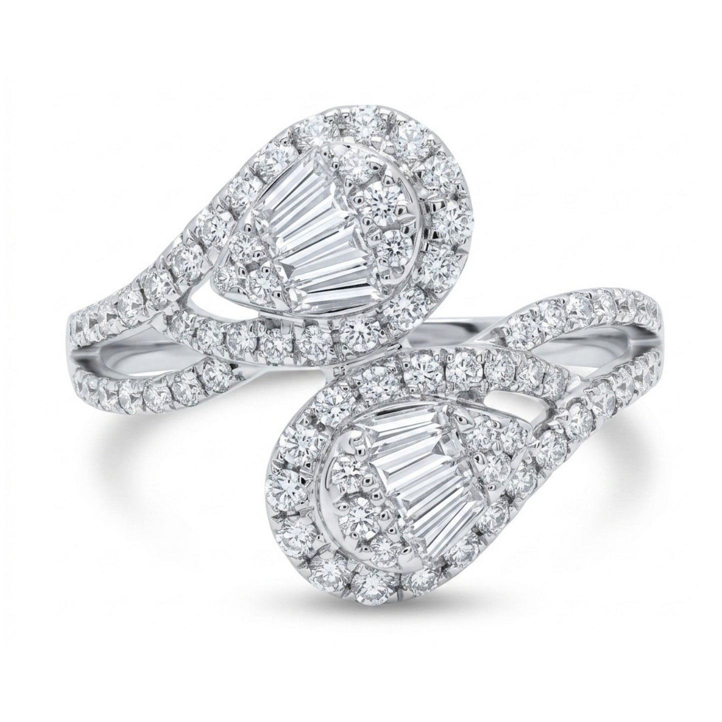18K 0.55cttw Baguette & Round VS White Diamonds Ring