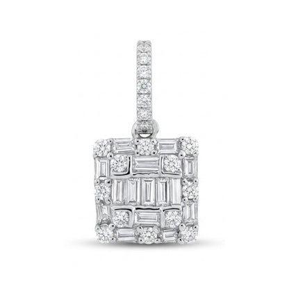 18K 0.37cttw Baguette & Round VS White Diamonds Pendant