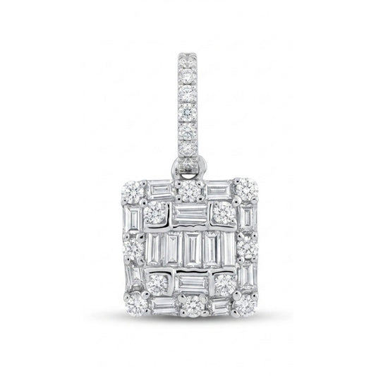 18K 0.37cttw Baguette & Round VS White Diamonds Pendant