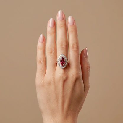 14K 3.06ct Marquise Mahenge Pink Spinel 1.64cttw Pink & White Diamonds Ring