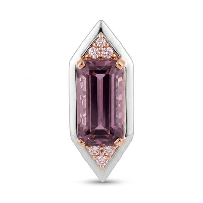 14K 6.47ct Emerald Cut Pink Diaspore 0.18cttw Pink Diamond Pendant