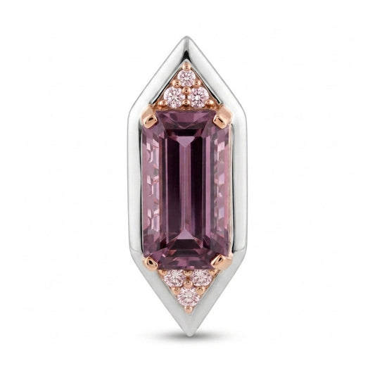 14K 6.47ct Emerald Cut Pink Diaspore 0.18cttw Pink Diamond Pendant